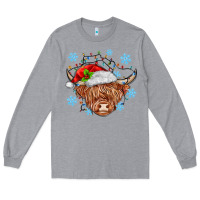 Heather Grey christmas cow Long Sleeve Tee - MaliasSmallBusiness