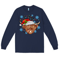 Navy christmas cow Long Sleeve Tee - MaliasSmallBusiness