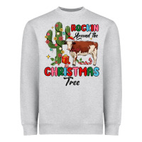 Heather Grey rockin around the christmas tree Heavyweight Sweatshirt - MaliasSmallBusiness