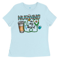 Baby Blue nursing İn my heart Ladies Tee - CowhideDigitalArt