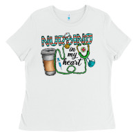 White nursing İn my heart Ladies Tee - CowhideDigitalArt
