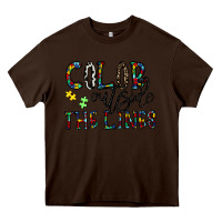 Chocolate Brown color outside the lines Heavy Core Tee - CowhideDigitalArt