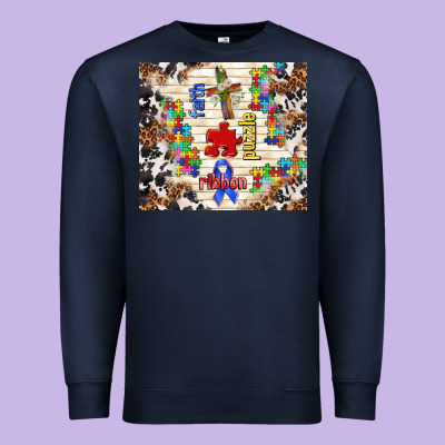 Faith Puzzle Ribbon Premium Sweatshirt Designed By Tumblerdesignbyshophia
