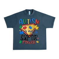 Midnight Navy autism is my super power Urban Heavy Tee - MaliasSmallBusiness
