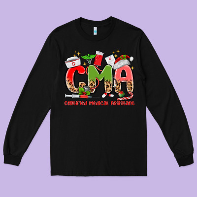 Cma Certified Medical Assistant Long Sleeve Tee Designed By Maliassmallbusiness