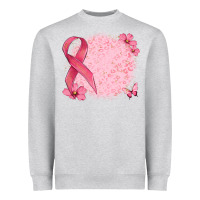 Heather Grey customized breast cancer ribbon and background Heavyweight Sweatshirt - MaliasSmallBusiness