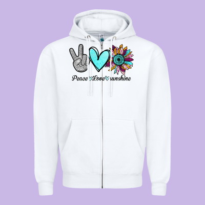 Peace Love Sunshine Zipper Hoodie Designed By Bettercallsaul