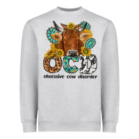 Heather Grey obsessive cow disorder Heavyweight Sweatshirt - NancyCooperArtShop