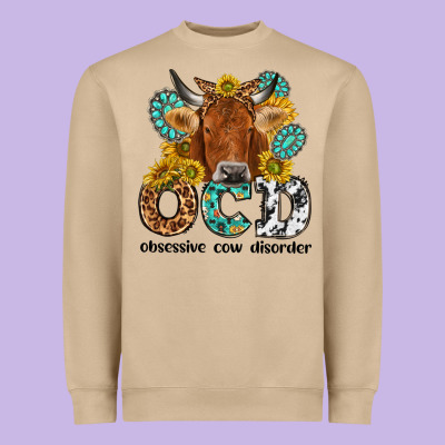 Obsessive Cow Disorder Heavyweight Sweatshirt Designed By Nancycooperartshop