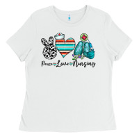 White peace love nursing Ladies Tee - CowhideDigitalArt