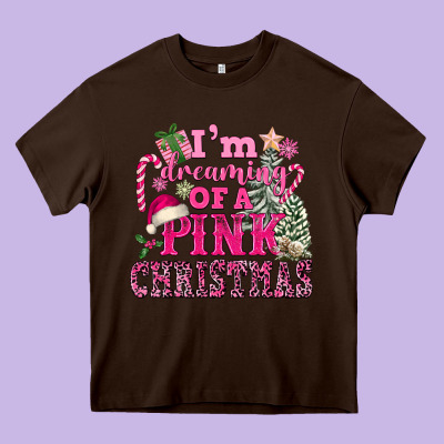 I Am Dreaming Of A Pink Christmas Heavy Core Tee Designed By Fadigitalartstudio