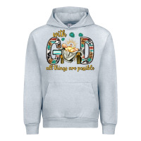 Heather Grey with god all things are possible with baby jesus bbs Urban Hoodie - BundleAndBundleShop