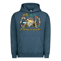 Pigment Midnight Navy with god all things are possible with baby jesus bbs Urban Hoodie - BundleAndBundleShop
