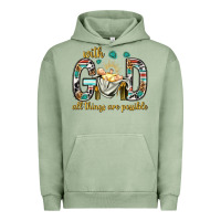 Pigment Oil Green with god all things are possible with baby jesus bbs Urban Hoodie - BundleAndBundleShop