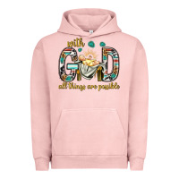 Pigment Salmon with god all things are possible with baby jesus bbs Urban Hoodie - BundleAndBundleShop