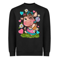 Black little cute cow Heavyweight Sweatshirt - NancyCooperArtShop