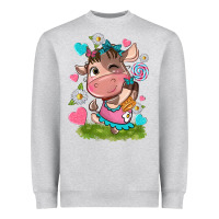 Heather Grey little cute cow Heavyweight Sweatshirt - NancyCooperArtShop