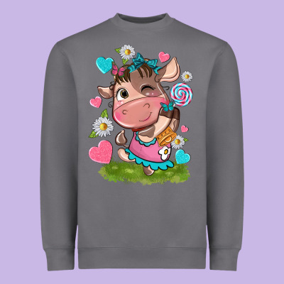 Little Cute Cow Heavyweight Sweatshirt Designed By Nancycooperartshop