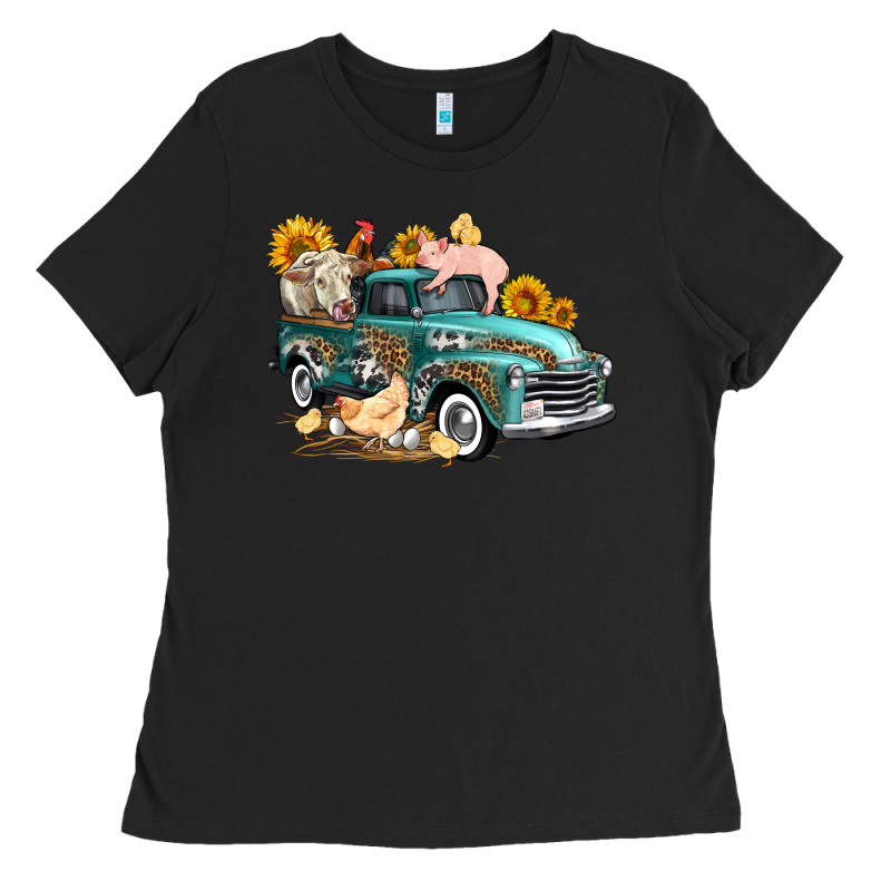 Western Farm Truck Coop Animals Farm Animals Ladies Tee by FaDigitalArtStudio | Teevron