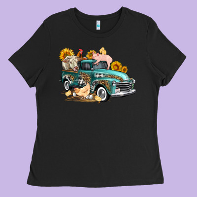 Western Farm Truck Coop Animals Farm Animals Ladies Tee Designed By Fadigitalartstudio