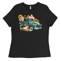 Black western farm truck coop animals farm animals Ladies Tee - FaDigitalArtStudio