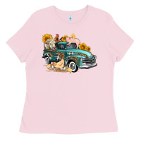 Bubblegum Pink western farm truck coop animals farm animals Ladies Tee - FaDigitalArtStudio