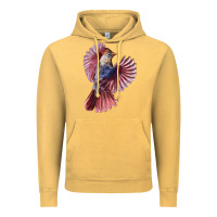 Vintage Mustard Flying Northern Cardinal Bird Vintage Hoodie - LillyAllenDesigns