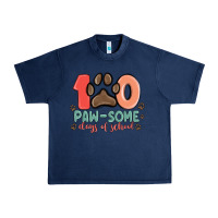 Navy 100 pawsome days of school Urban Heavy Tee - MaliasSmallBusiness