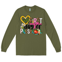 Army Green my first day of preschool Long Sleeve Tee - NancyCooperArtShop