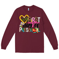 Burgundy my first day of preschool Long Sleeve Tee - NancyCooperArtShop