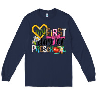 Navy my first day of preschool Long Sleeve Tee - NancyCooperArtShop