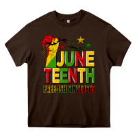 Chocolate Brown juneteenth fist free ish since 1865 Heavy Core Tee - HRA Design Shop