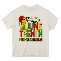 Cream juneteenth fist free ish since 1865 Heavy Core Tee - HRA Design Shop