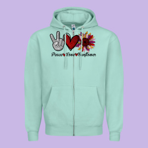 Peace Love Sunflower Zipper Hoodie Designed By Bettercallsaul