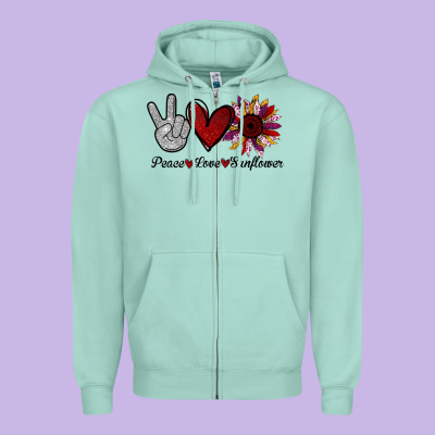 Peace Love Sunflower Zipper Hoodie Designed By Bettercallsaul