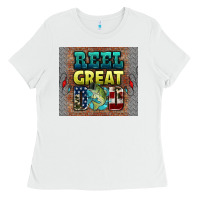 White reel great dad Ladies Tee - HRA Design Shop