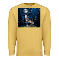 Antique Gold wolf howling at the moon Premium Sweatshirt - TumblerDesignByShophia