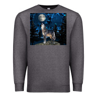 Charcoal Heather wolf howling at the moon Premium Sweatshirt - TumblerDesignByShophia