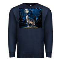 Navy wolf howling at the moon Premium Sweatshirt - TumblerDesignByShophia