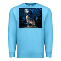 Ocean Blue wolf howling at the moon Premium Sweatshirt - TumblerDesignByShophia