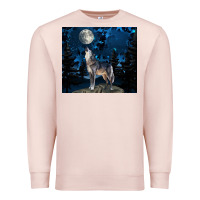 Pale Pink wolf howling at the moon Premium Sweatshirt - TumblerDesignByShophia