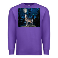 Purple wolf howling at the moon Premium Sweatshirt - TumblerDesignByShophia
