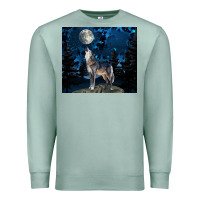 Seafoam wolf howling at the moon Premium Sweatshirt - TumblerDesignByShophia