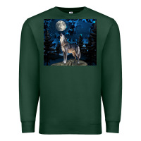 Sports Green wolf howling at the moon Premium Sweatshirt - TumblerDesignByShophia