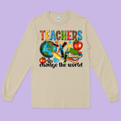 Teachers Change The World Long Sleeve Tee Designed By Nancycooperartshop