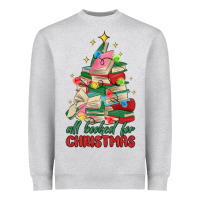 Heather Grey christmas book tree Heavyweight Sweatshirt - MaliasSmallBusiness