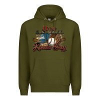 Army Green It's a Baseball kinda day Premium Hoodie - HowdyJamesFarm