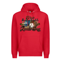Red It's a Baseball kinda day Premium Hoodie - HowdyJamesFarm