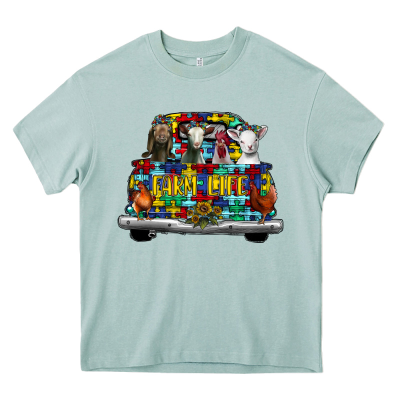 Farm Life Truck Autism Heavy Core Tee by CowhideDigitalArt | Teevron