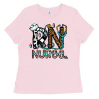 Bubblegum Pink rn nurse Ladies Tee - CowhideDigitalArt